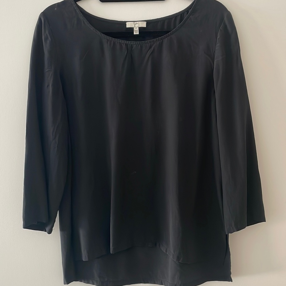 Joie Silk Basic Medium Black Long Sleeved Blouse - image 1